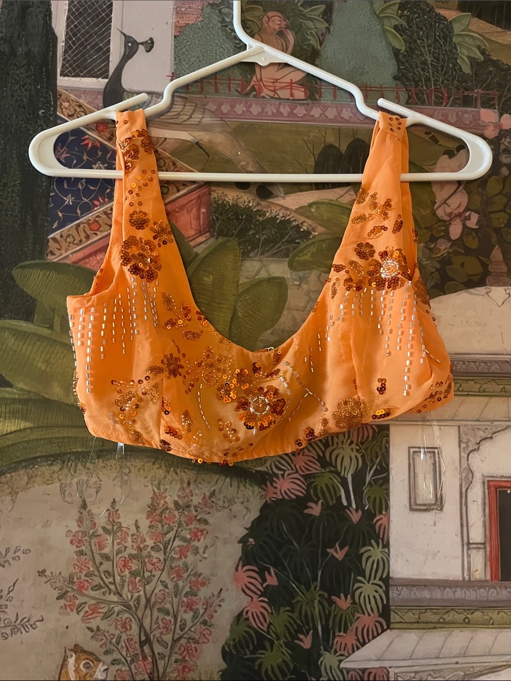 Peppermayo orange sequin bra top